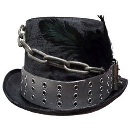 Silver linked gothic industrial steampunk gypsy top hat_caps & headwear_5